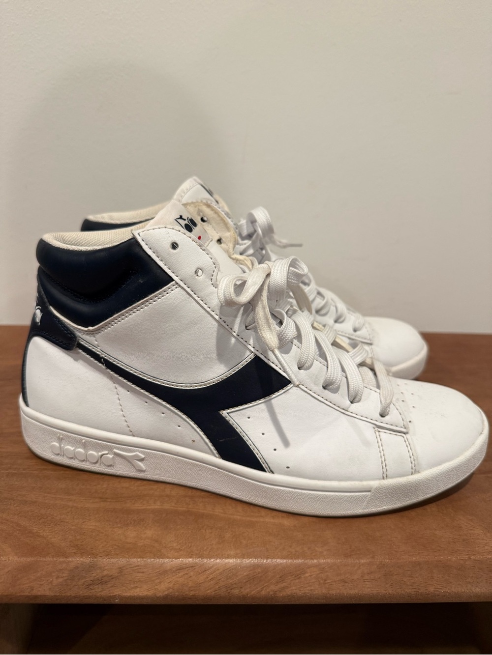Diadora White and Black Men's High-Top Sneakers - Picture 3 of 5